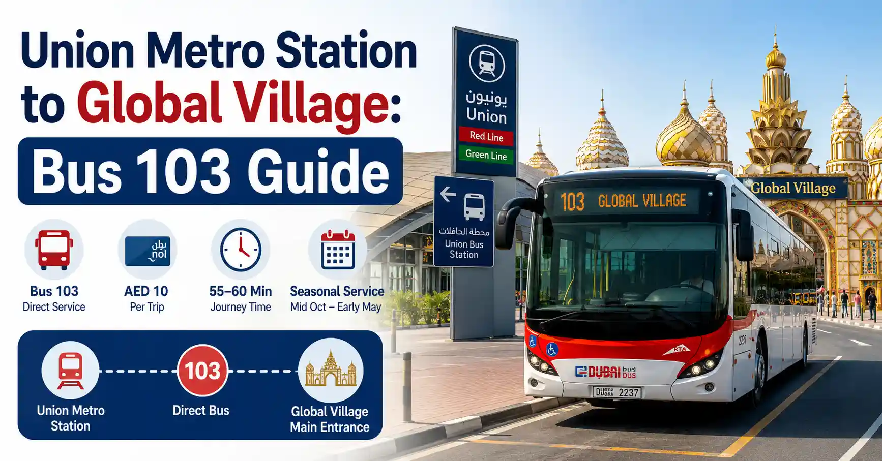 How to Go to Global Village from Union Metro Station: Complete Bus 103 Guide